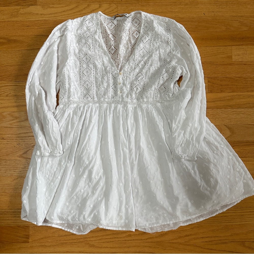Zara White Eyelet Dress
